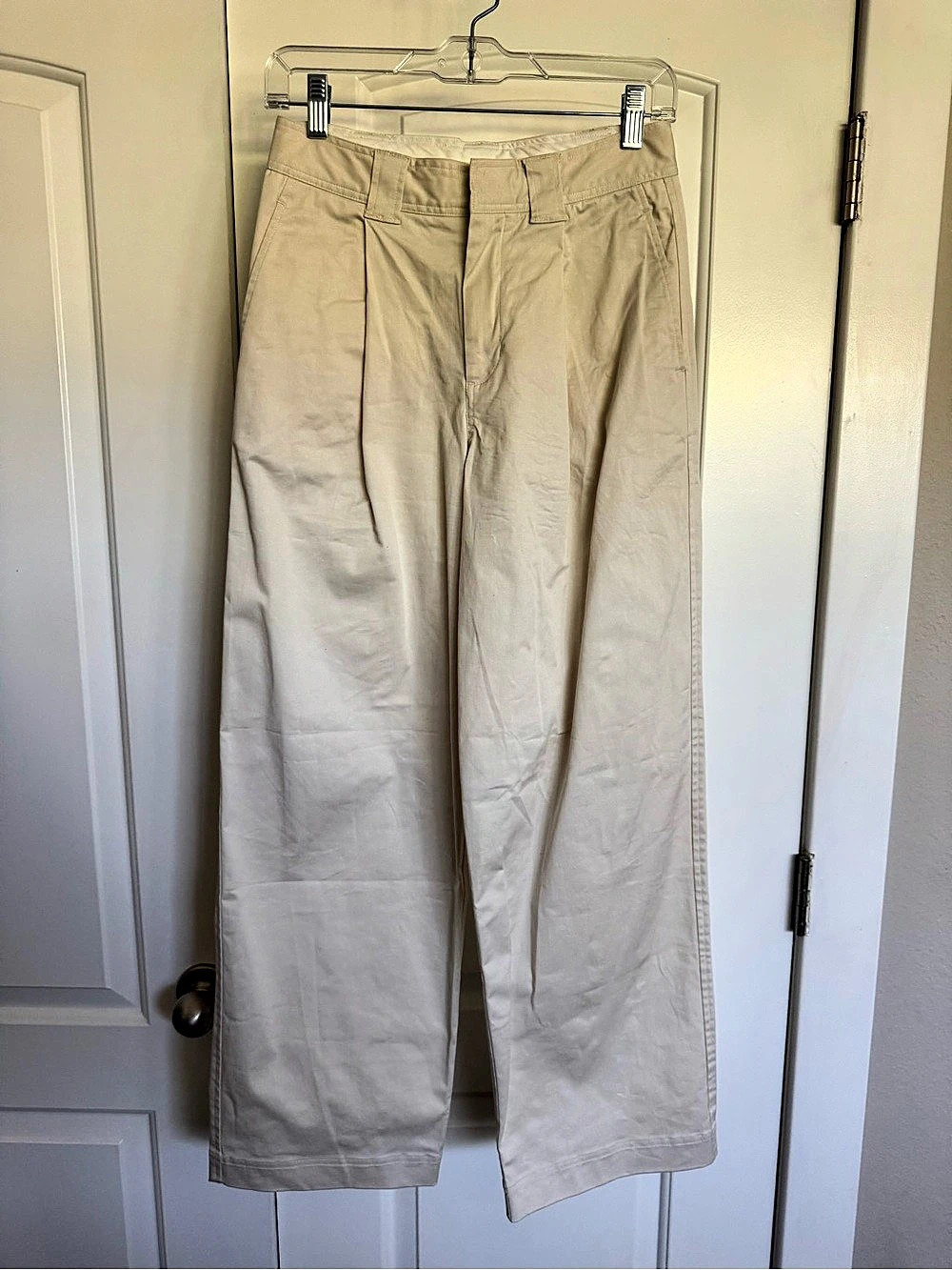6397 Wide Leg Cotton Pants Size 6 Beige